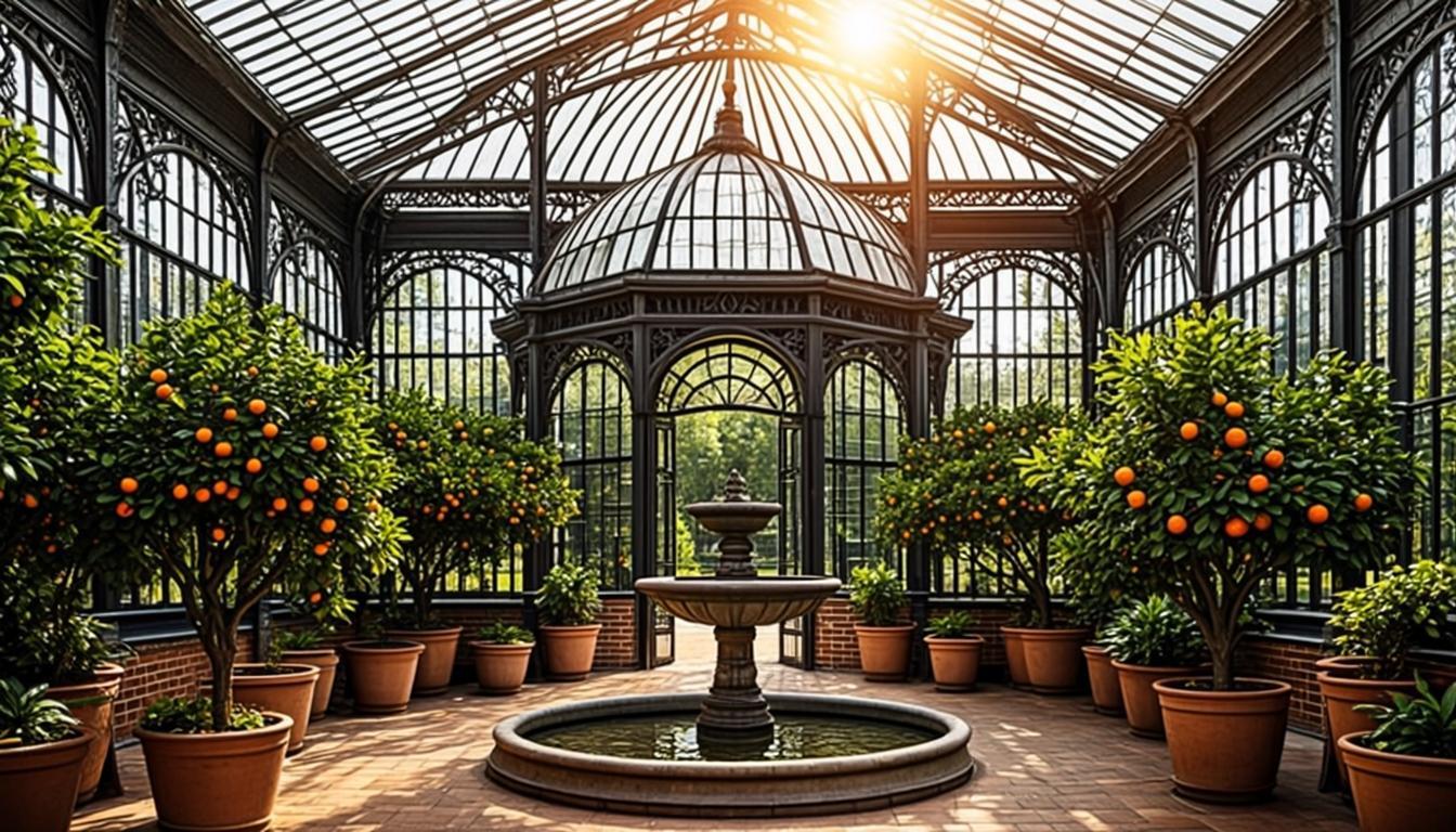 Citrus Orangery — остеклённая оранжерея с цитрусовыми деревьями и фонтаном