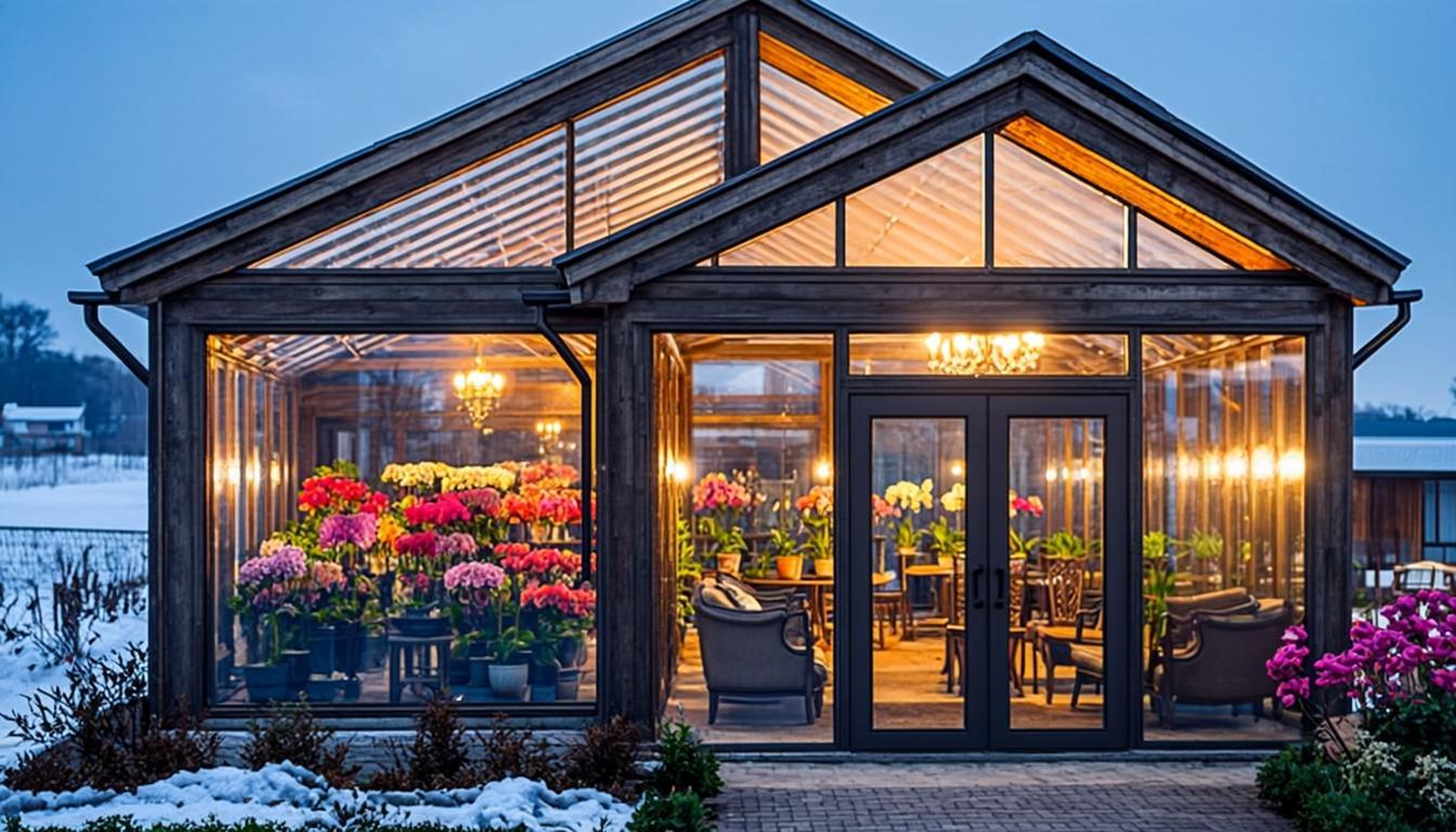 Orchid Pavilion — зимний сад с экзотическими орхидеями и двускатной крышей